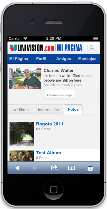 Univision's 2011 MiPagina Mobile Web App
